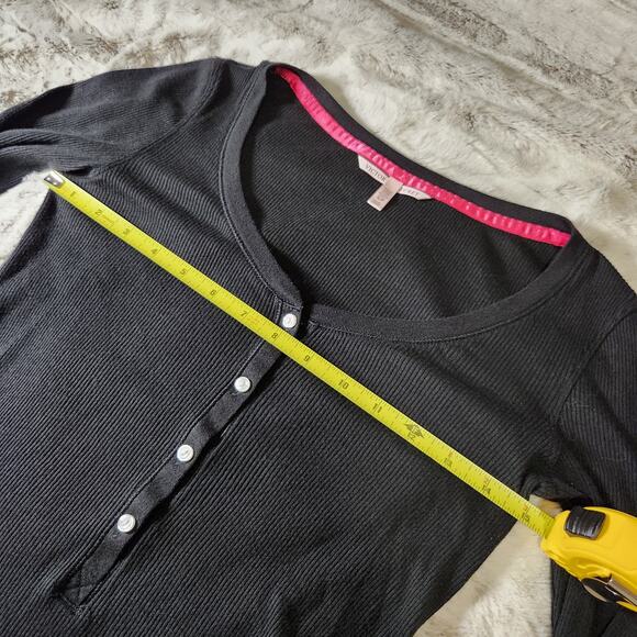 Victoria's Secret Black Soft and Stretchy Henley Long Sleeve Sleep Shirt - S - Picture 5 of 8